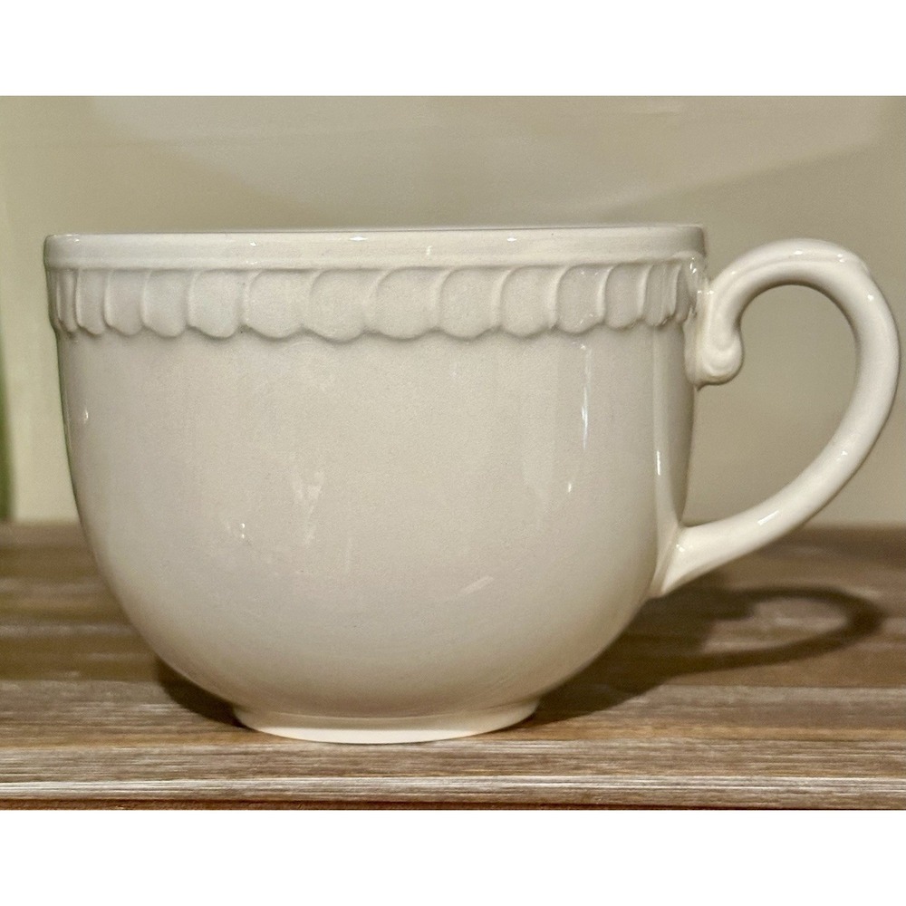 Portsmouth by Royal Stafford Flat Cup Ivory White Embossed Scalloped Edge b236